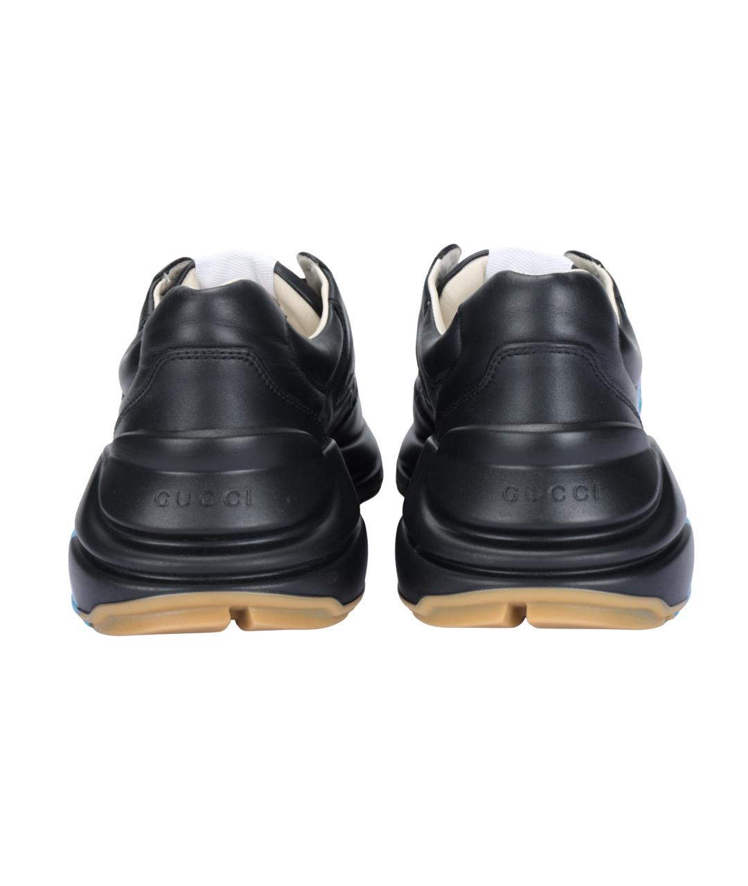 GUCCI Черные кожаные низкие кроссовки / кеды, фото 4