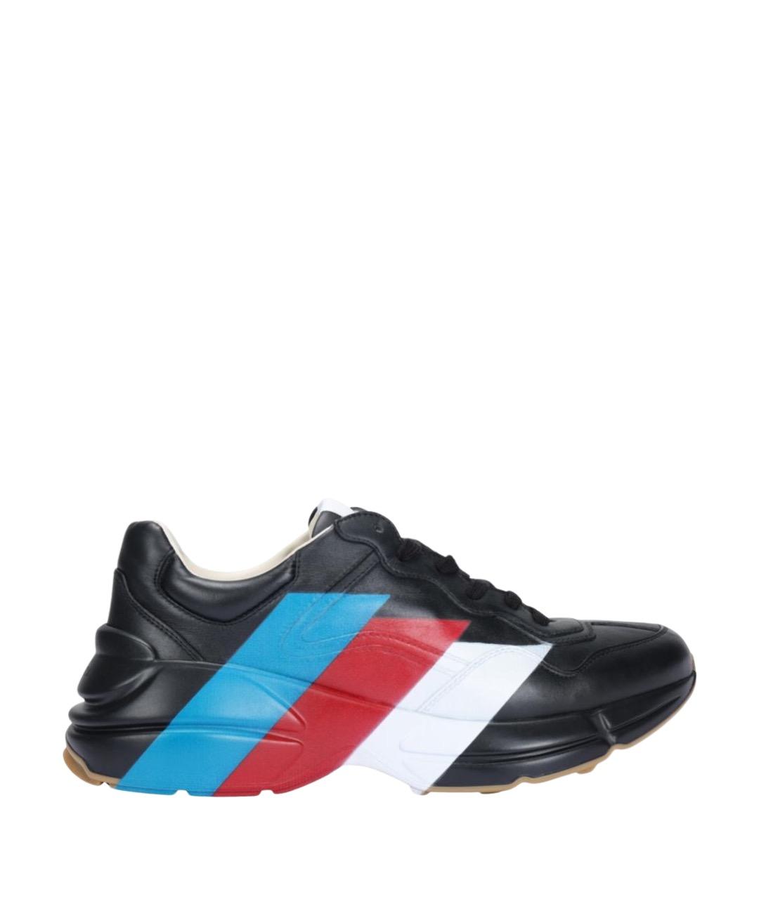 GUCCI Черные кожаные низкие кроссовки / кеды, фото 1