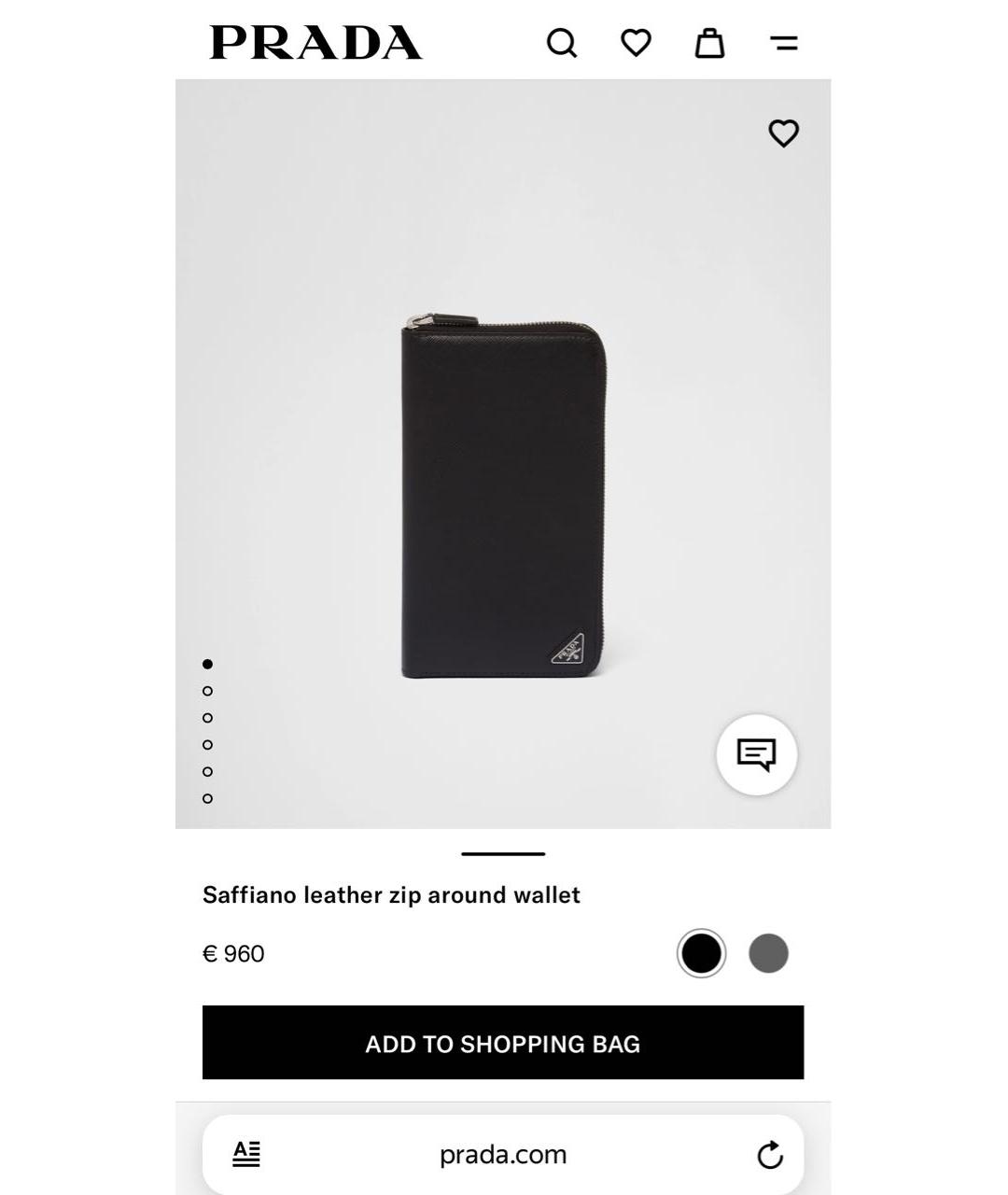 PRADA Черный кожаный кошелек, фото 9