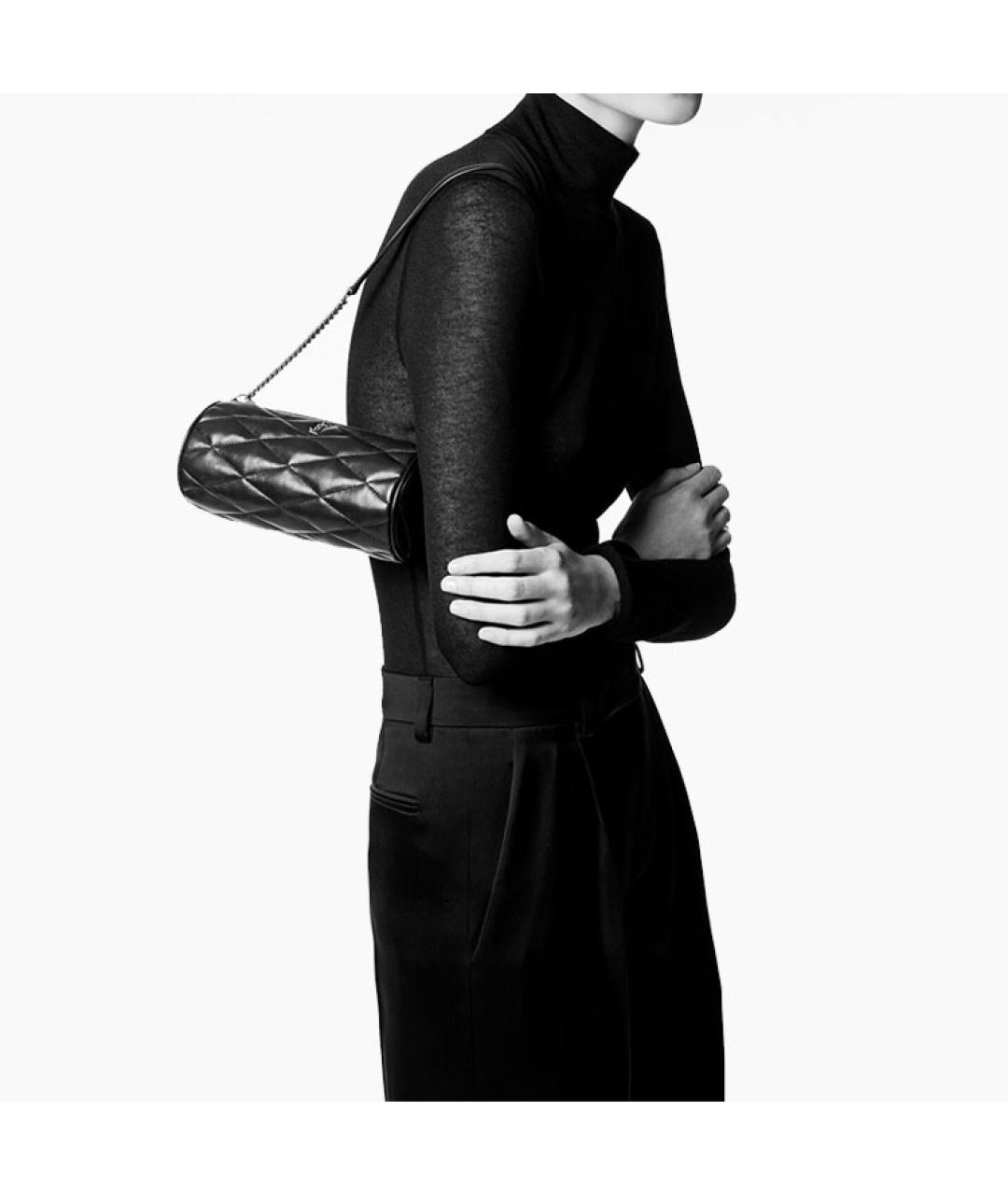 SAINT LAURENT Черная кожаная сумка через плечо, фото 6