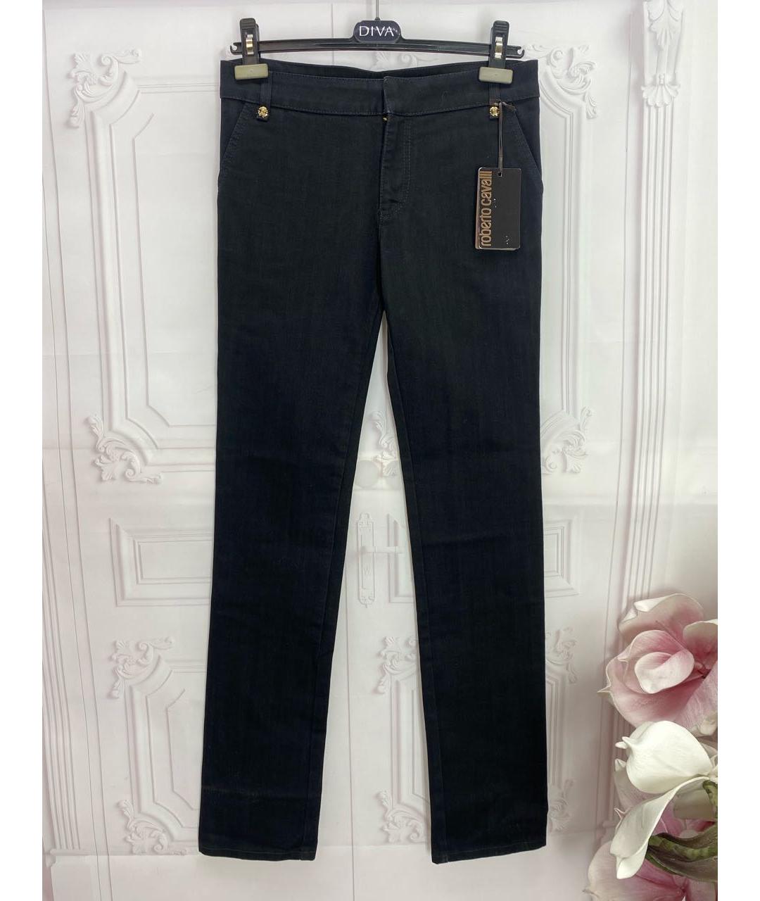 ROBERTO CAVALLI Черные хлопко-эластановые прямые джинсы, фото 5