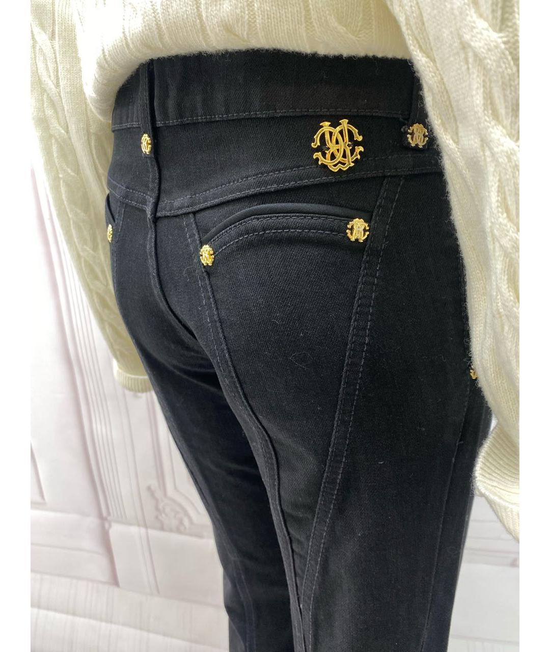 ROBERTO CAVALLI Черные хлопко-эластановые прямые джинсы, фото 4