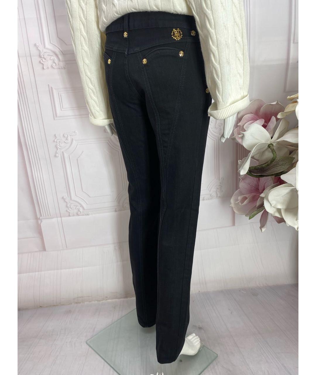 ROBERTO CAVALLI Черные хлопко-эластановые прямые джинсы, фото 7