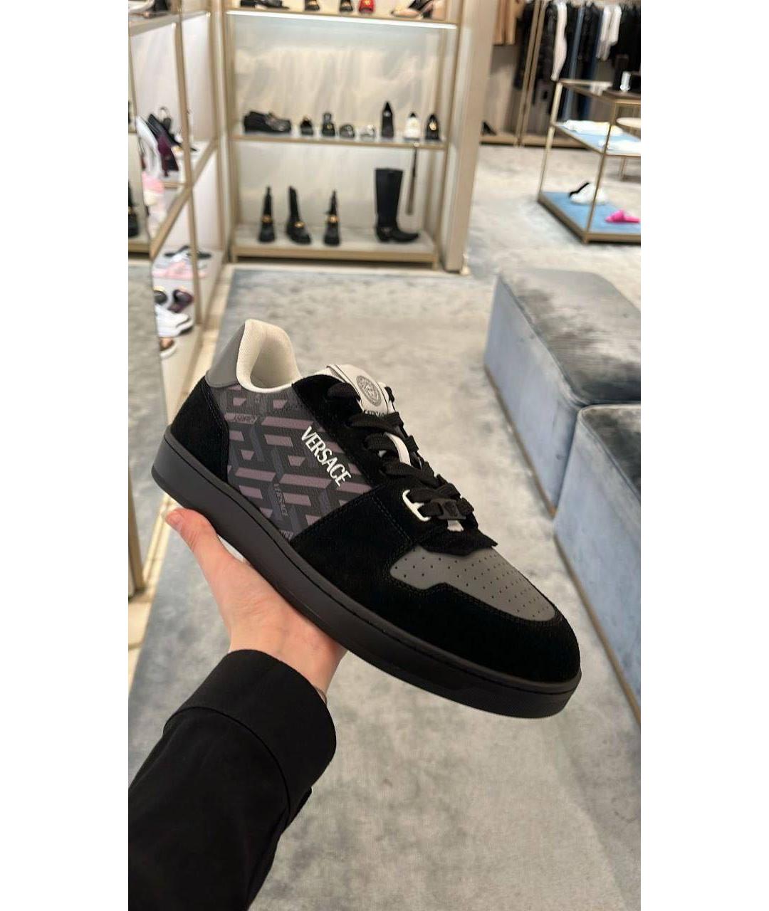 VERSACE Черные замшевые низкие кроссовки / кеды, фото 2