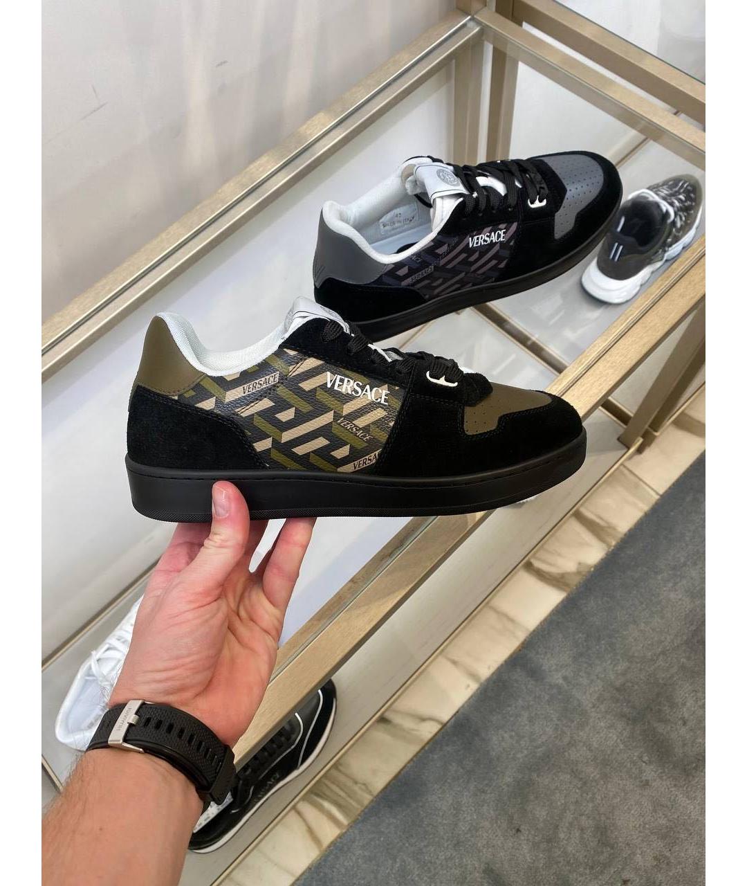 VERSACE Черные замшевые низкие кроссовки / кеды, фото 3