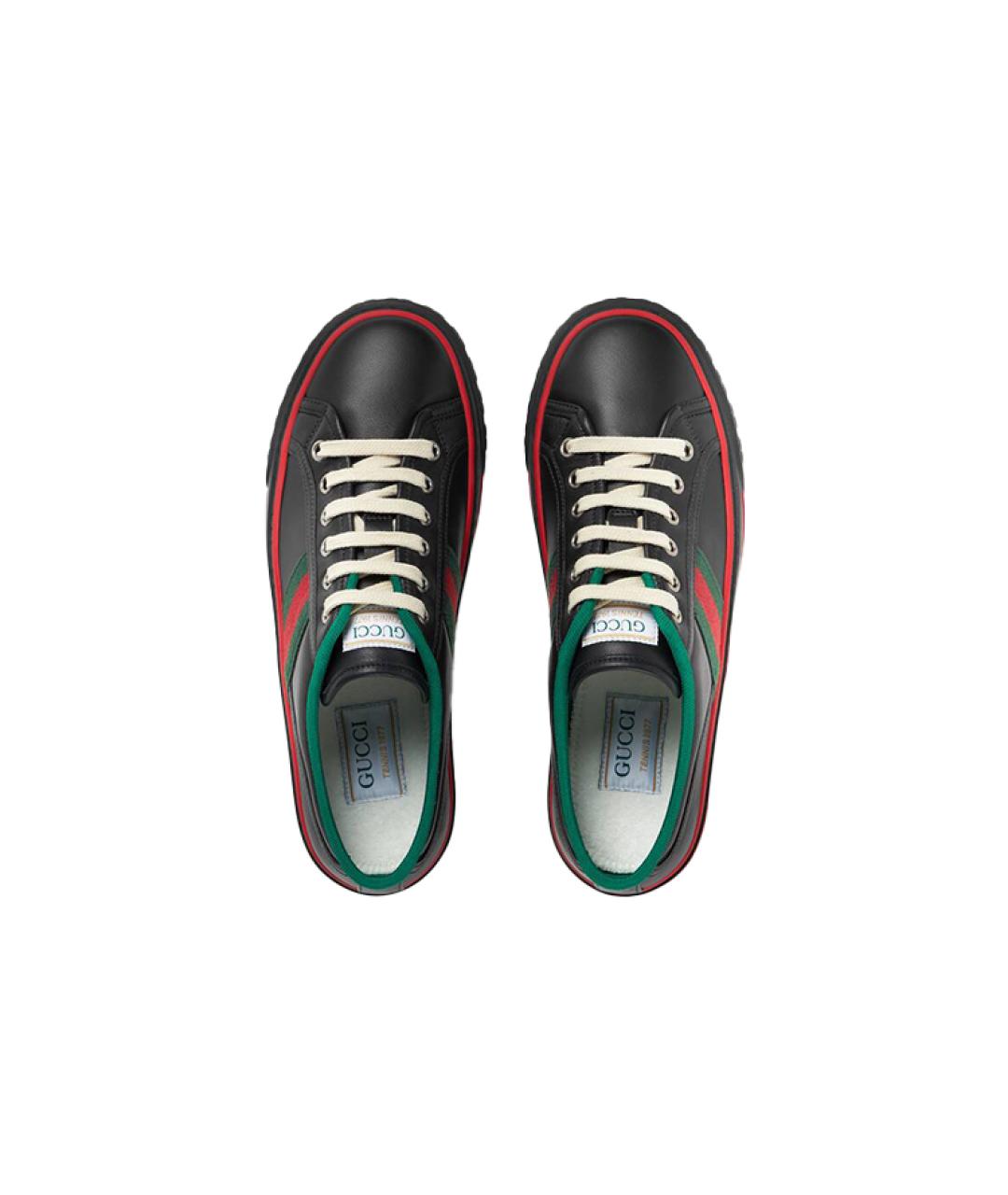 GUCCI Черные кожаные кеды, фото 4