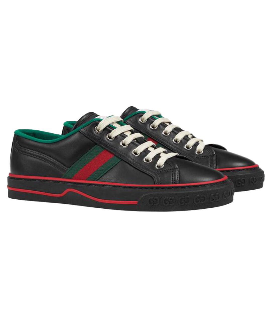 GUCCI Черные кожаные кеды, фото 3