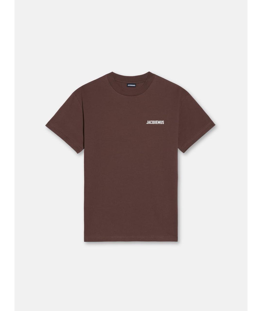 JACQUEMUS Коричневая хлопковая футболка, фото 3