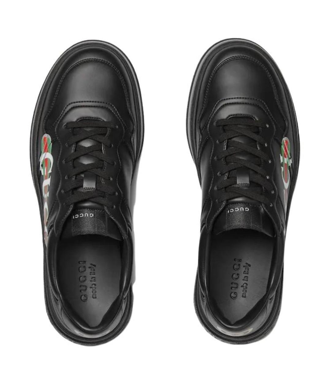 GUCCI Черные кожаные низкие кроссовки / кеды, фото 3