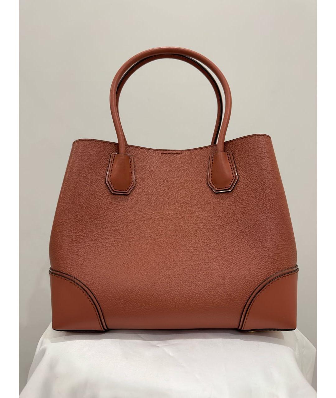 MICHAEL KORS Коралловая кожаная сумка с короткими ручками, фото 3