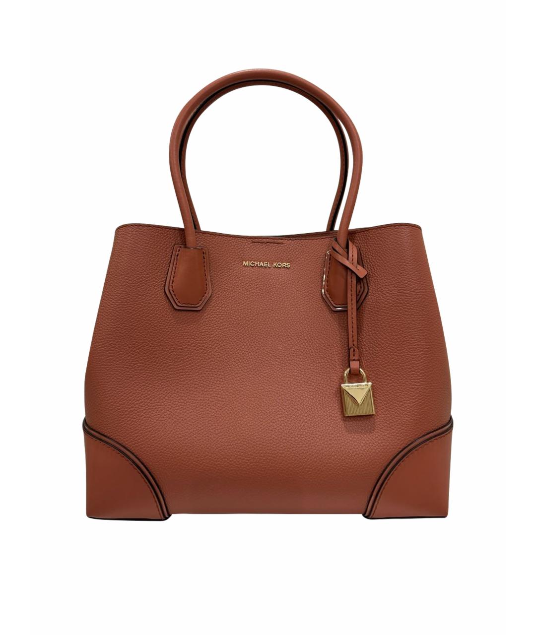 MICHAEL KORS Коралловая кожаная сумка с короткими ручками, фото 1