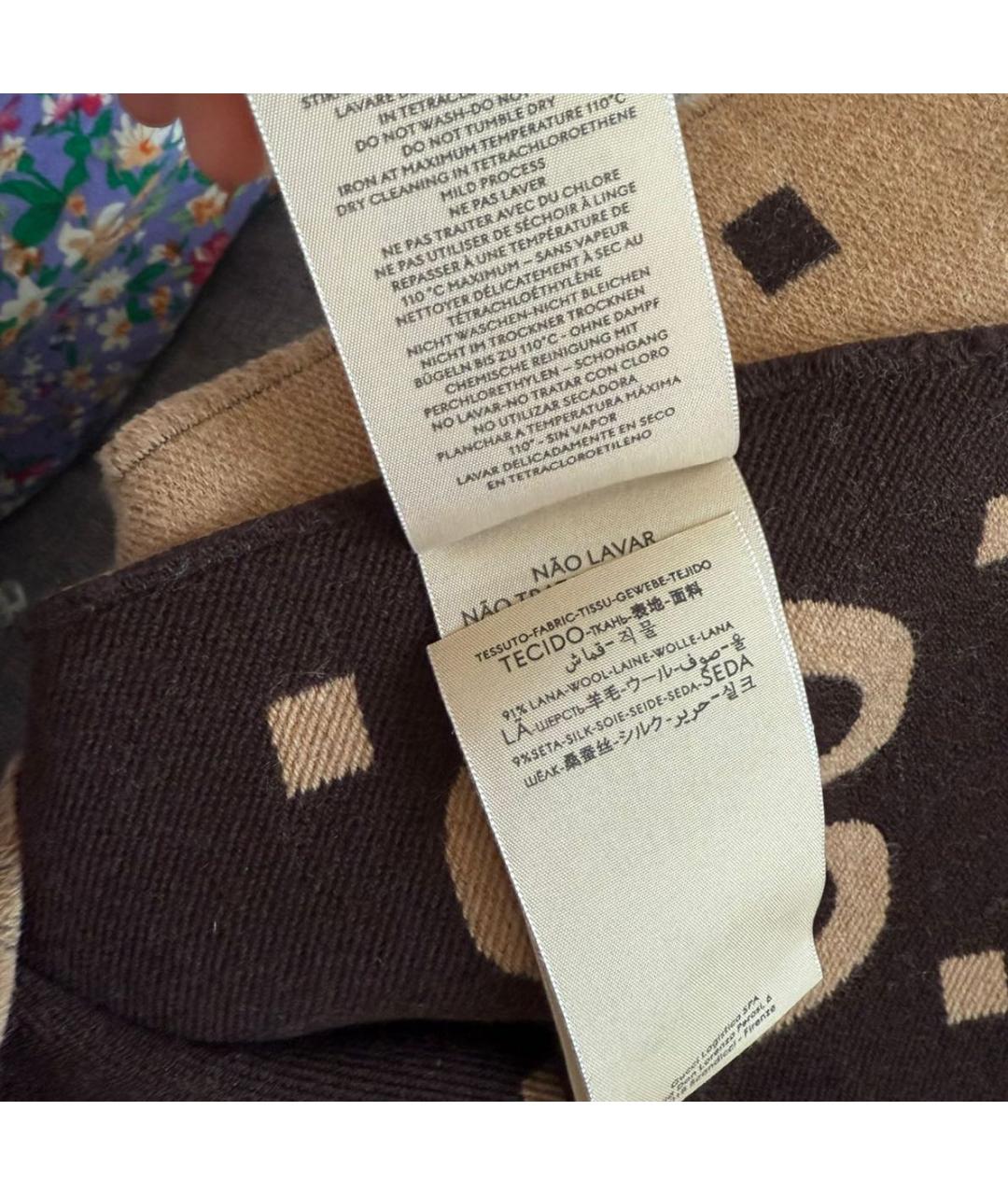 GUCCI Коричневый шерстяной шарф, фото 4