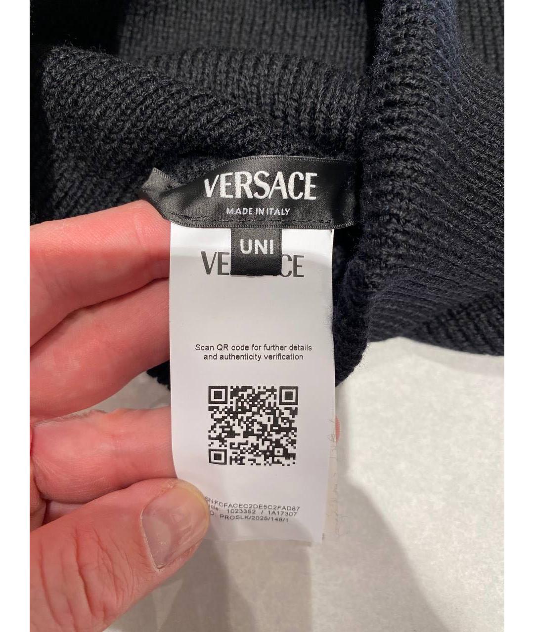 VERSACE Черная шерстяная шапка, фото 3