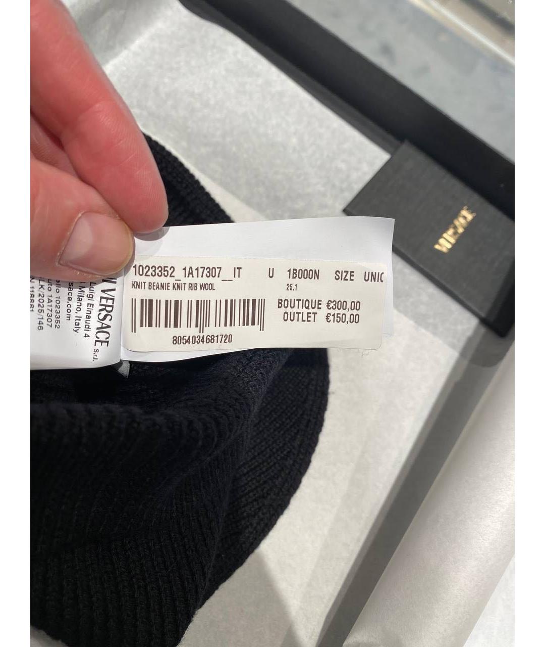 VERSACE Черная шерстяная шапка, фото 6