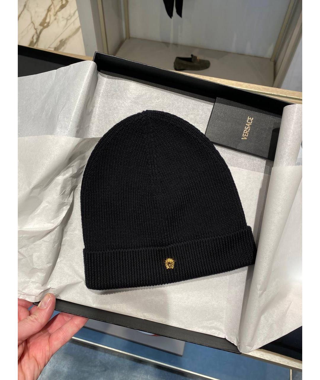 VERSACE Черная шерстяная шапка, фото 2