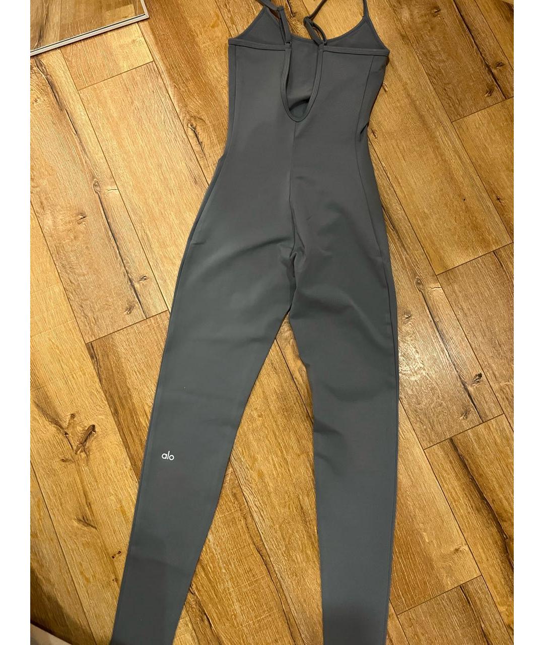 ALO YOGA Серый хлопко-эластановый комбинезон, фото 2