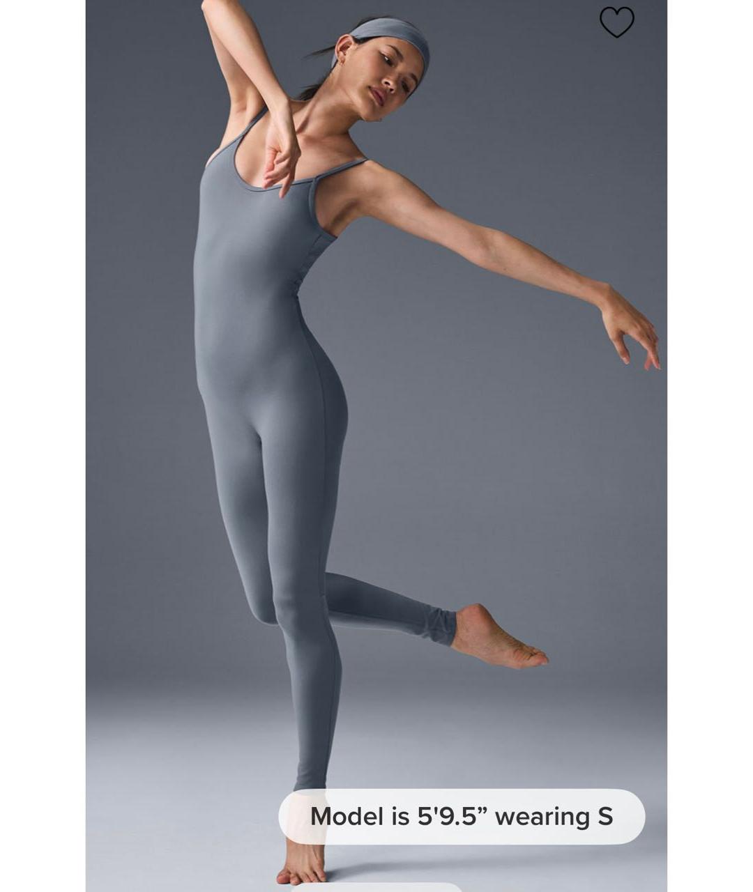 ALO YOGA Серый хлопко-эластановый комбинезон, фото 4