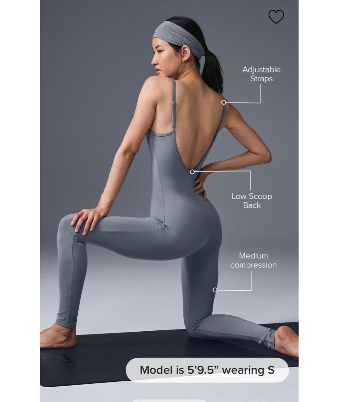 ALO YOGA Серый хлопко-эластановый комбинезон, фото 5