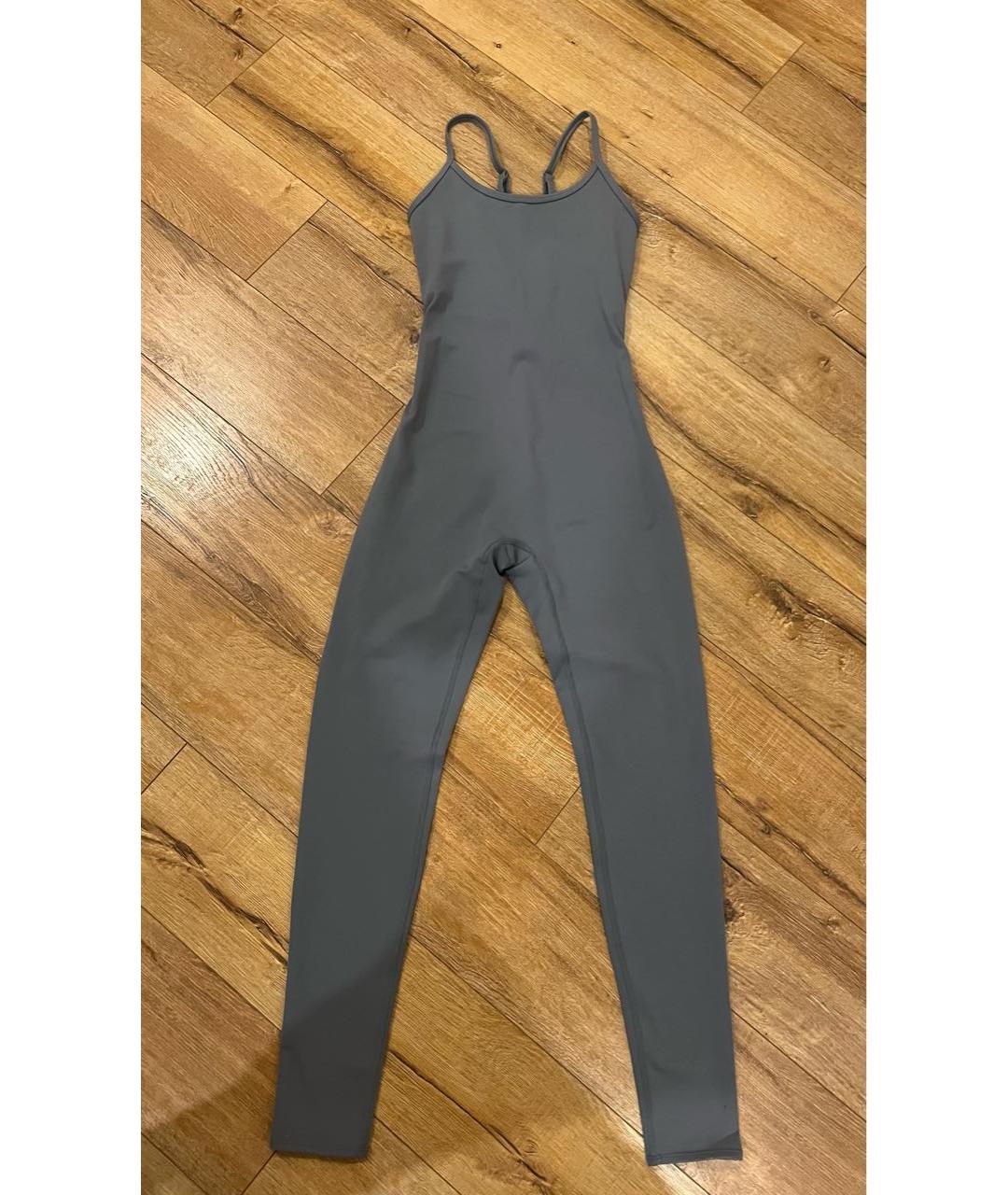 ALO YOGA Серый хлопко-эластановый комбинезон, фото 9