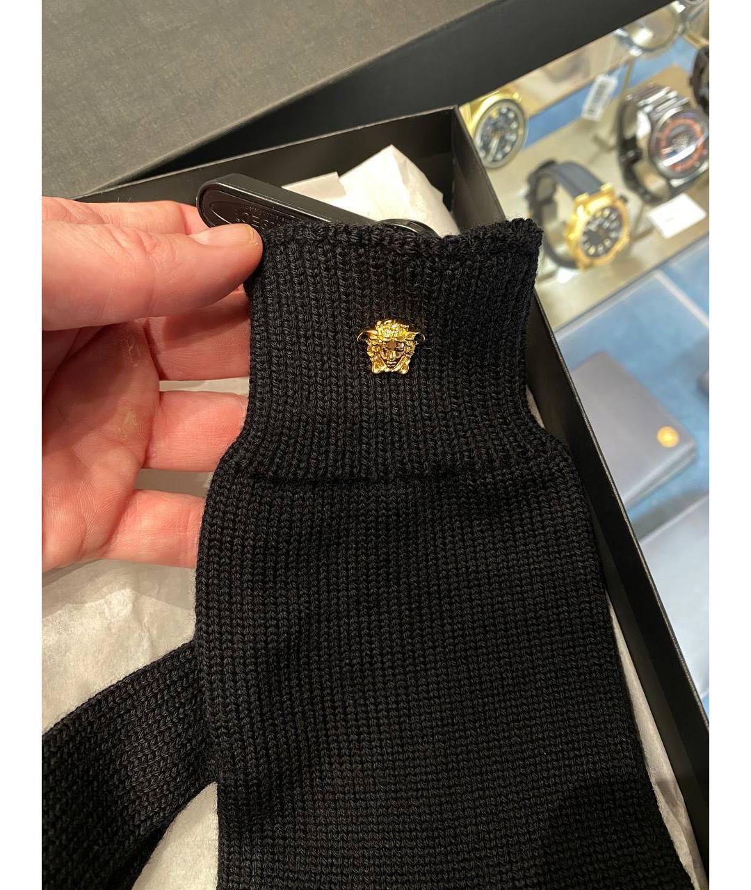 VERSACE Черные шерстяные перчатки, фото 2