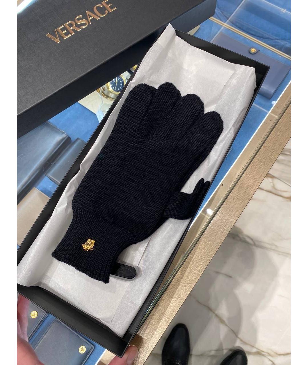 VERSACE Черные шерстяные перчатки, фото 3