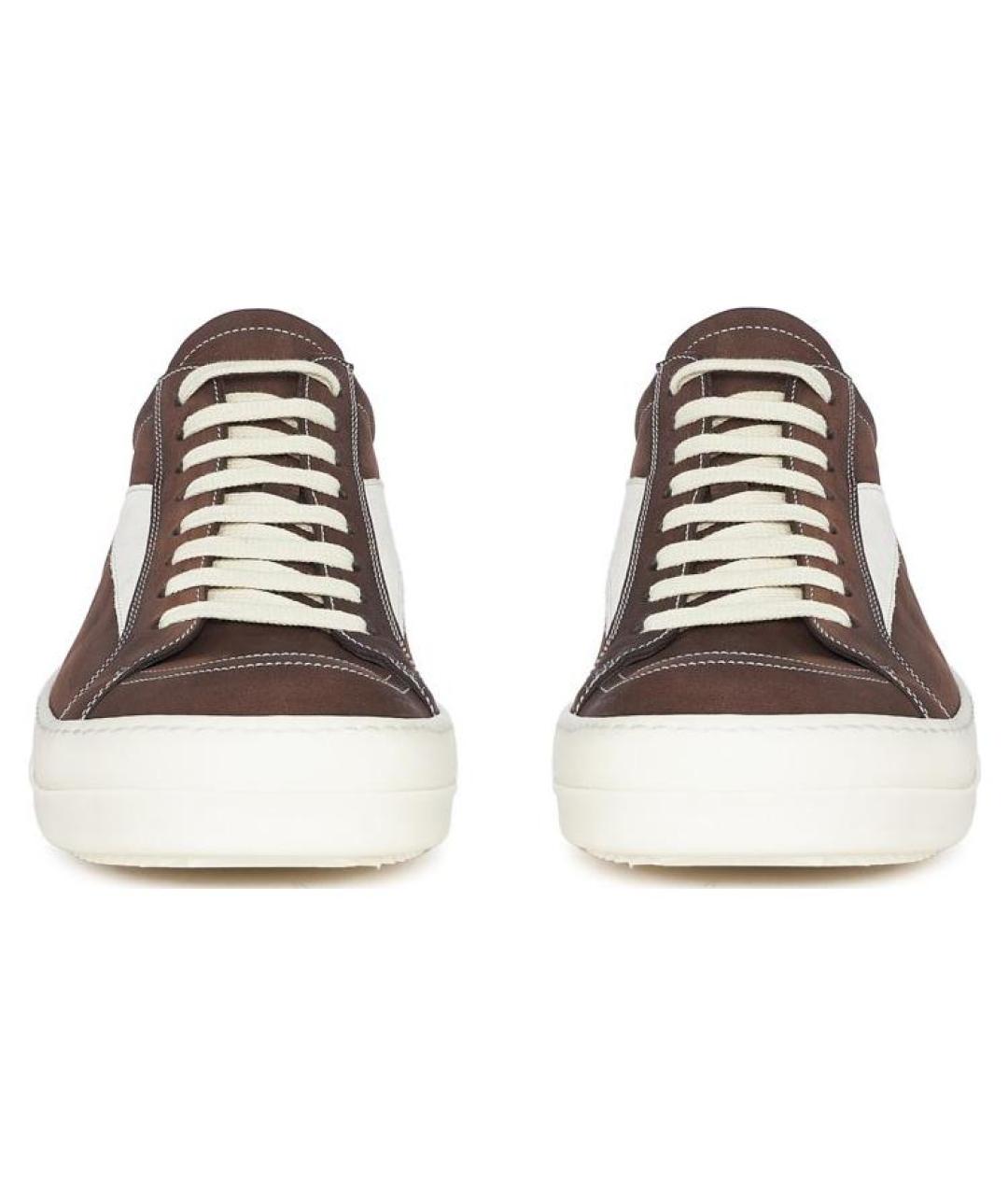 RICK OWENS Коричневые кожаные низкие кроссовки / кеды, фото 4