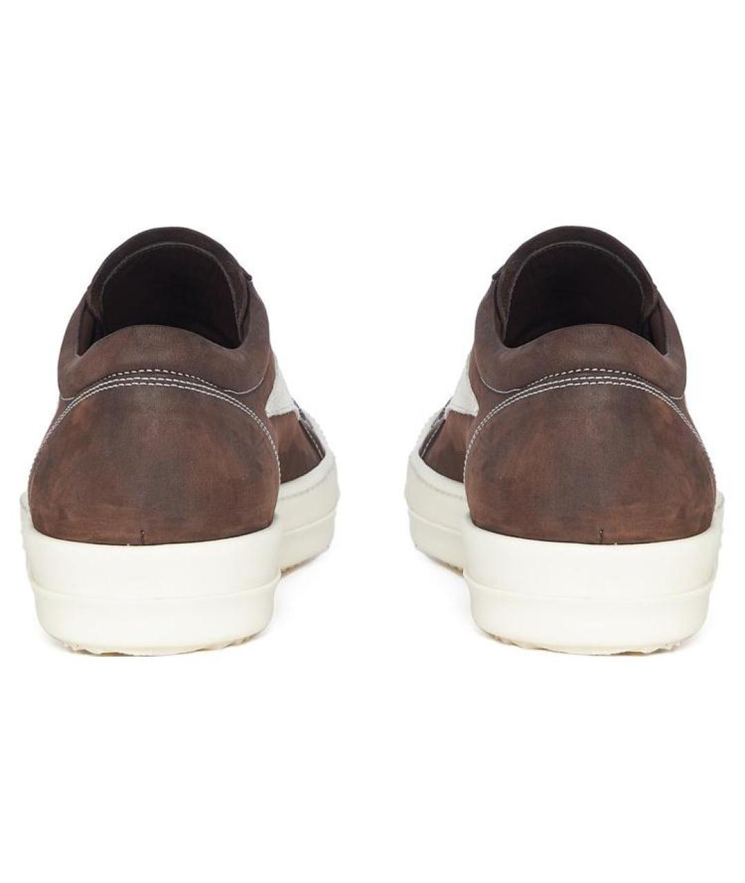 RICK OWENS Коричневые кожаные низкие кроссовки / кеды, фото 5