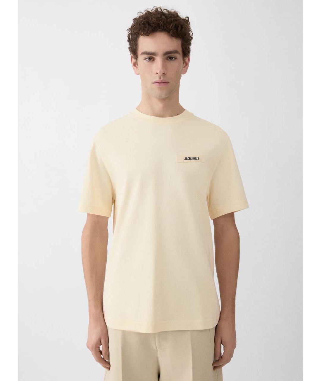 JACQUEMUS Бежевая хлопковая футболка, фото 2