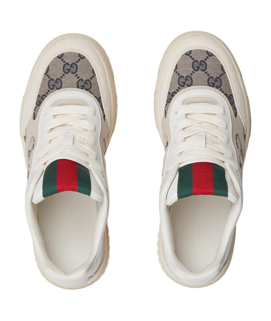 GUCCI Бежевые кожаные кроссовки, фото 4