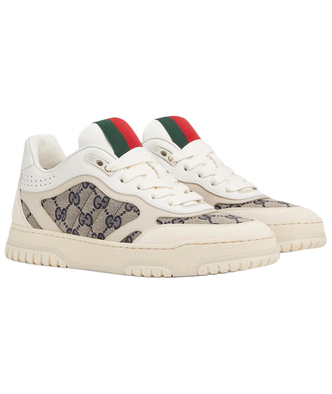 GUCCI Бежевые кожаные кроссовки, фото 3