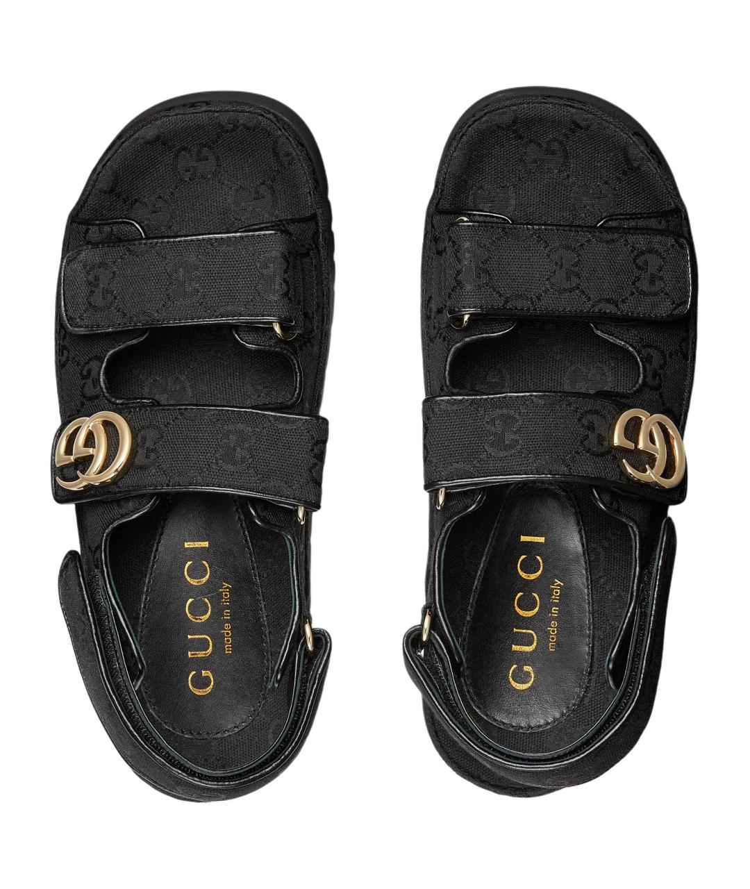 GUCCI Черные текстильные сандалии, фото 4