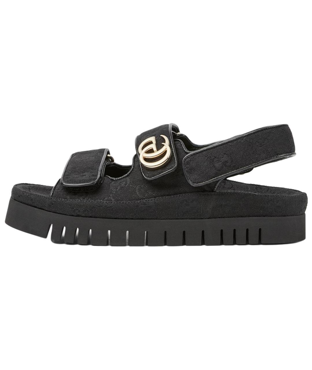 GUCCI Черные текстильные сандалии, фото 2