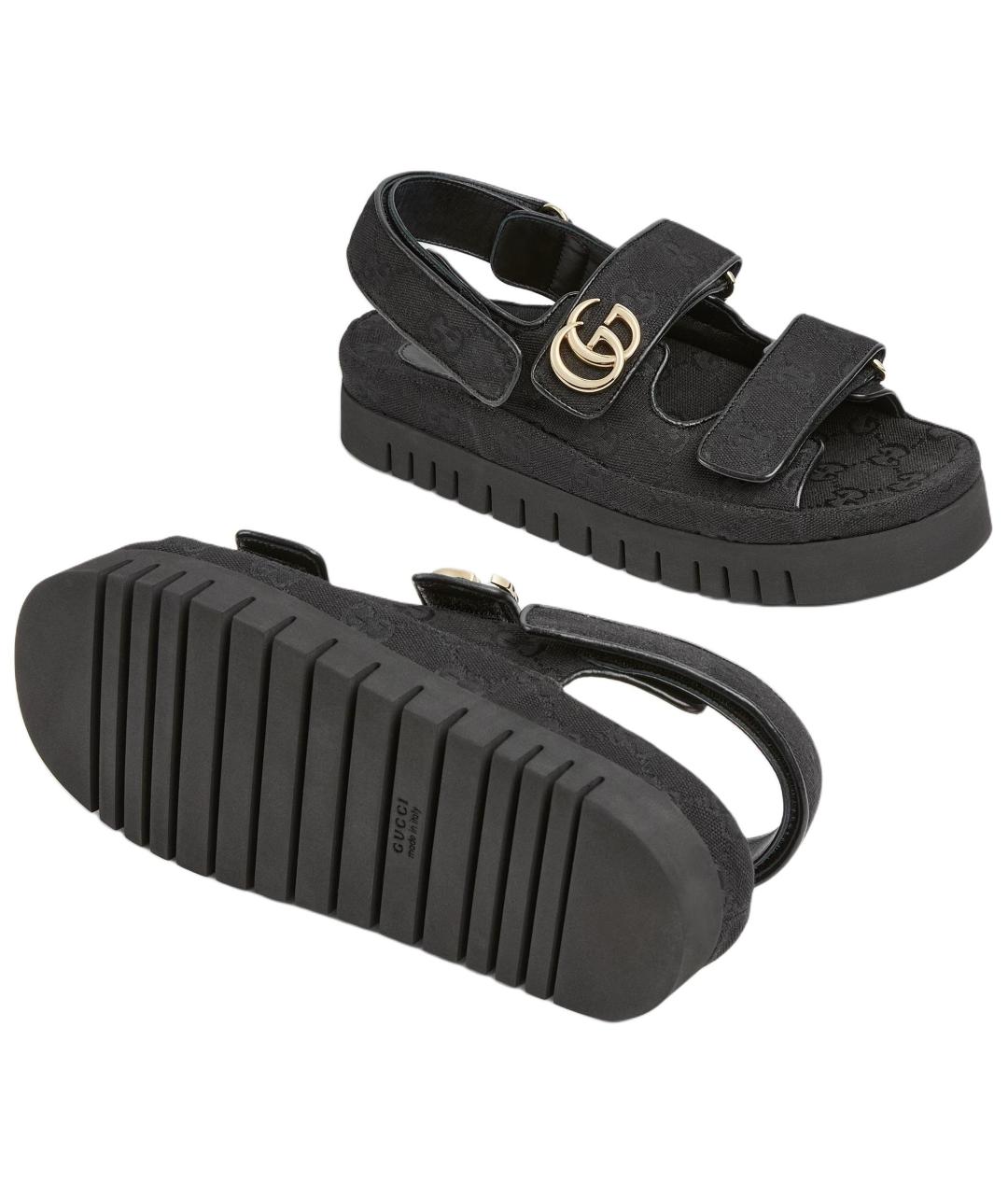 GUCCI Черные текстильные сандалии, фото 6