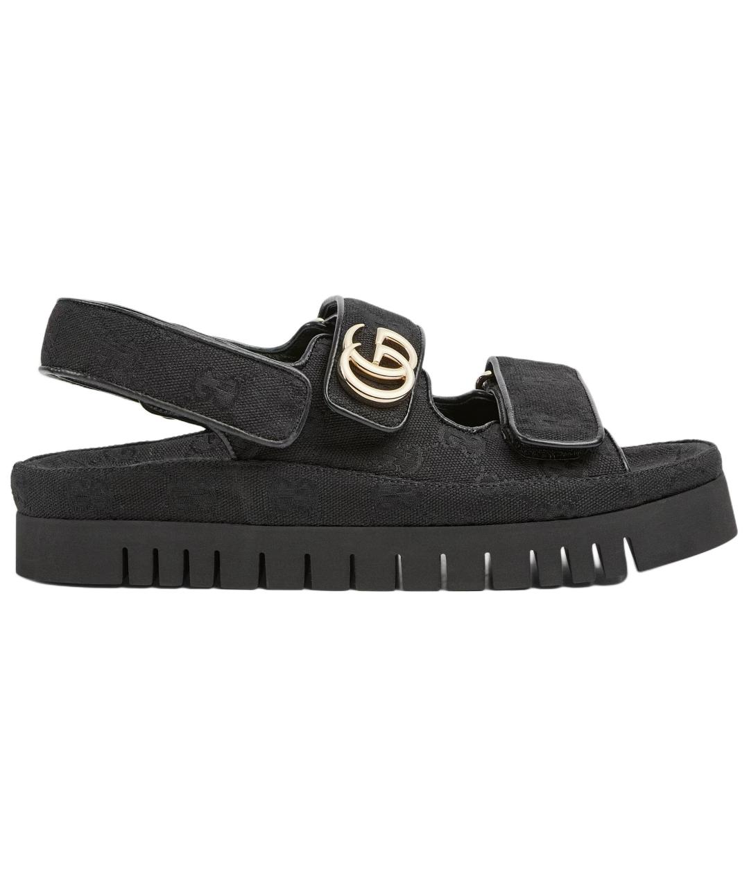 GUCCI Черные текстильные сандалии, фото 1