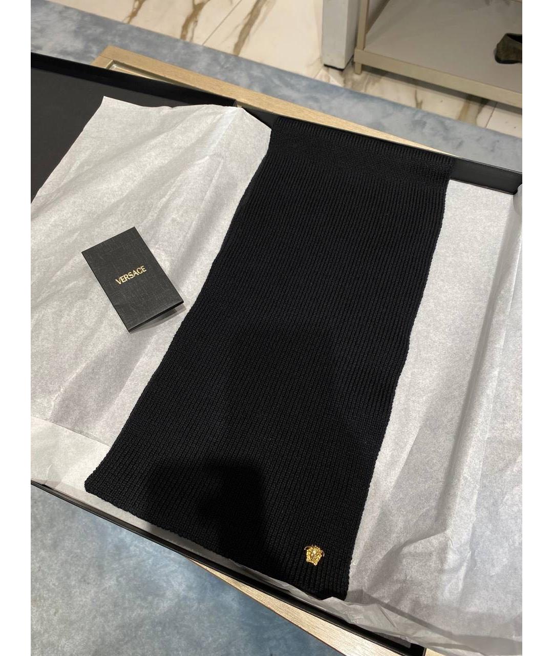 VERSACE Черный шерстяной шарф, фото 4