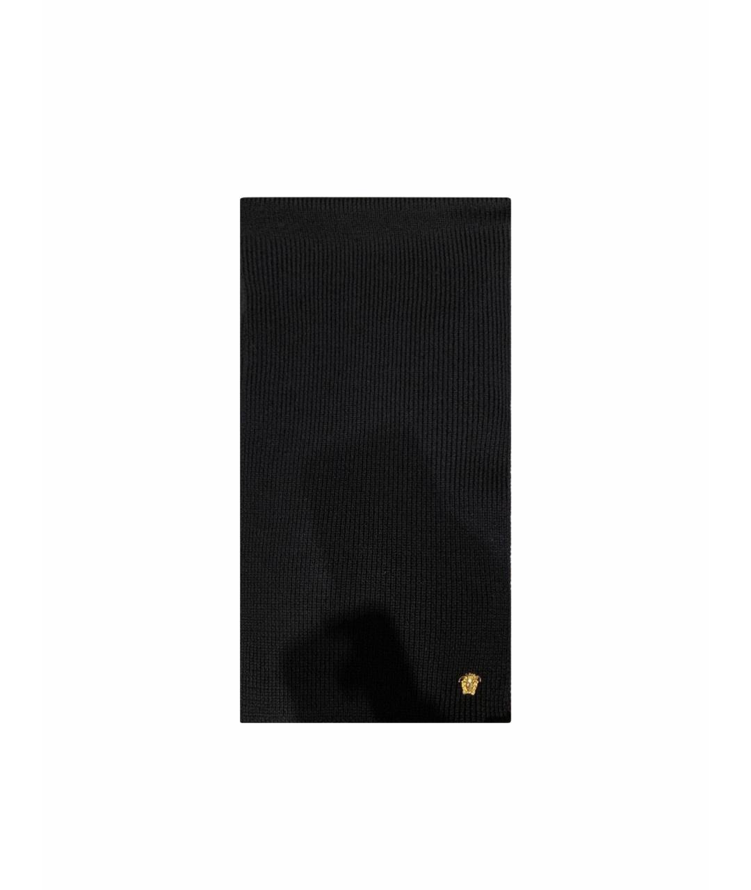 VERSACE Черный шерстяной шарф, фото 1