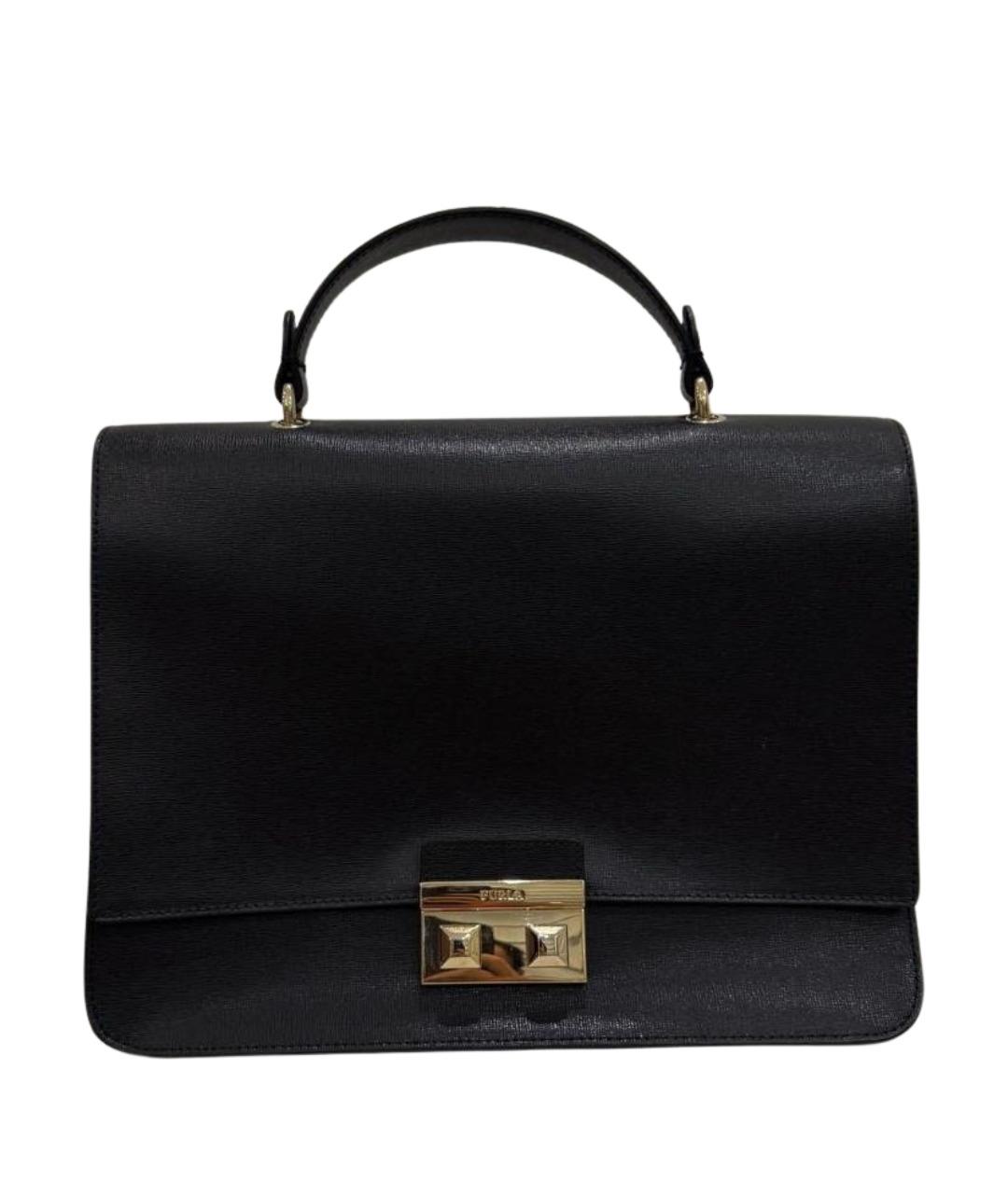 FURLA Черная кожаная сумка с короткими ручками, фото 1