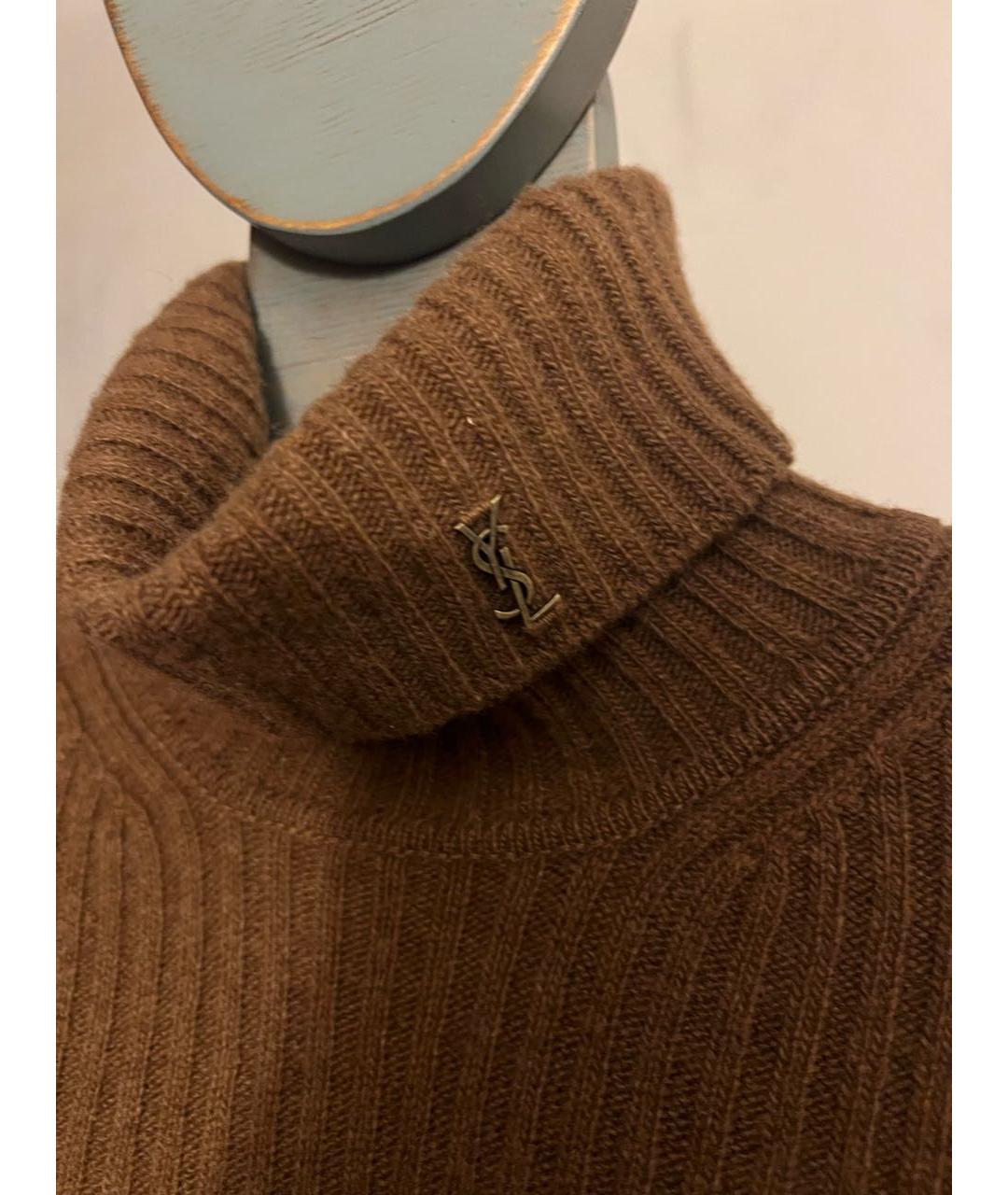 SAINT LAURENT Коричневая шерстяная водолазка, фото 3