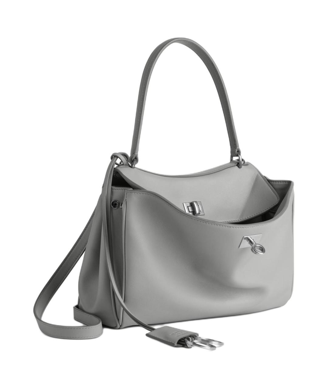 BALENCIAGA Серая кожаная сумка через плечо, фото 3