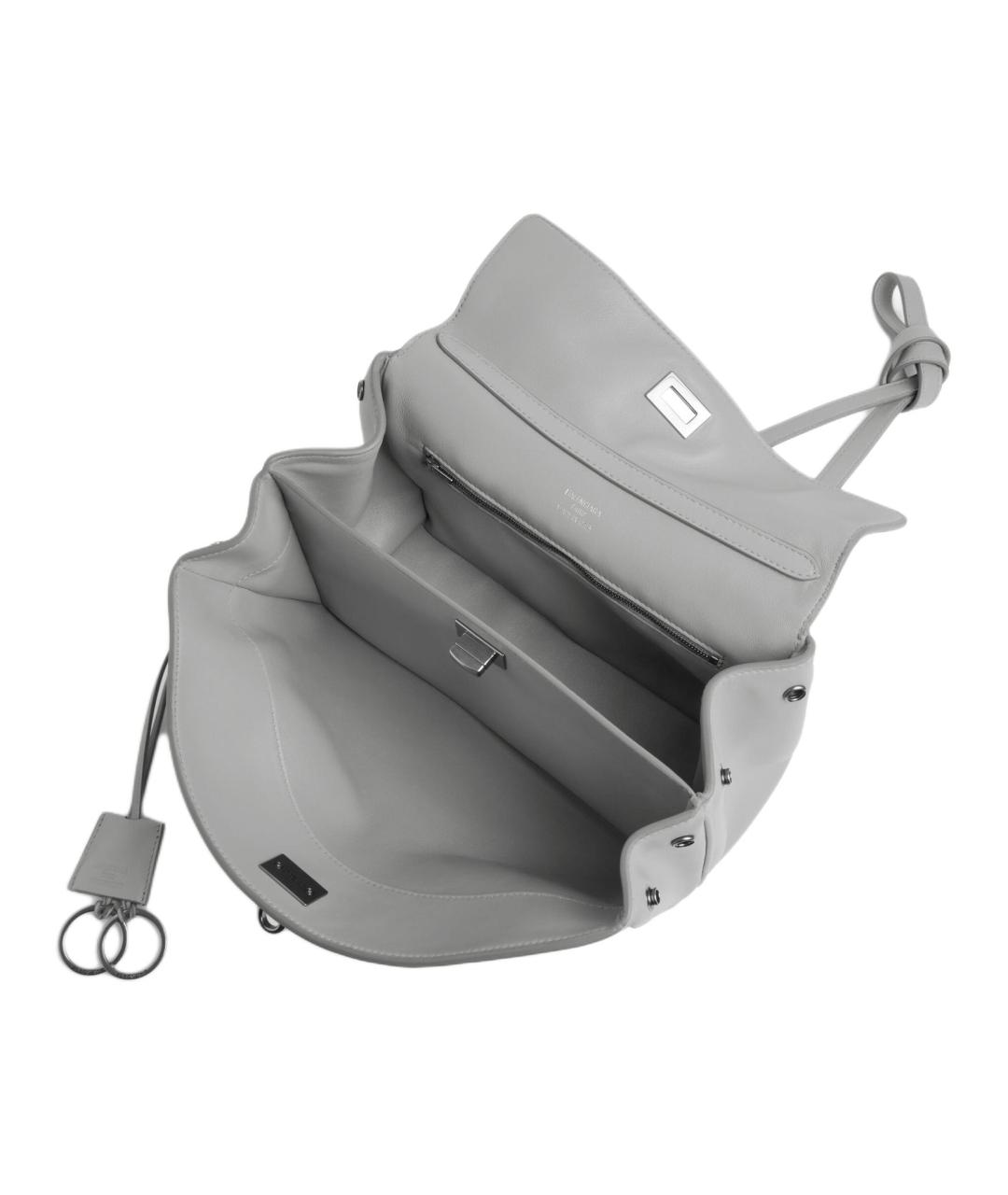 BALENCIAGA Серая кожаная сумка через плечо, фото 5