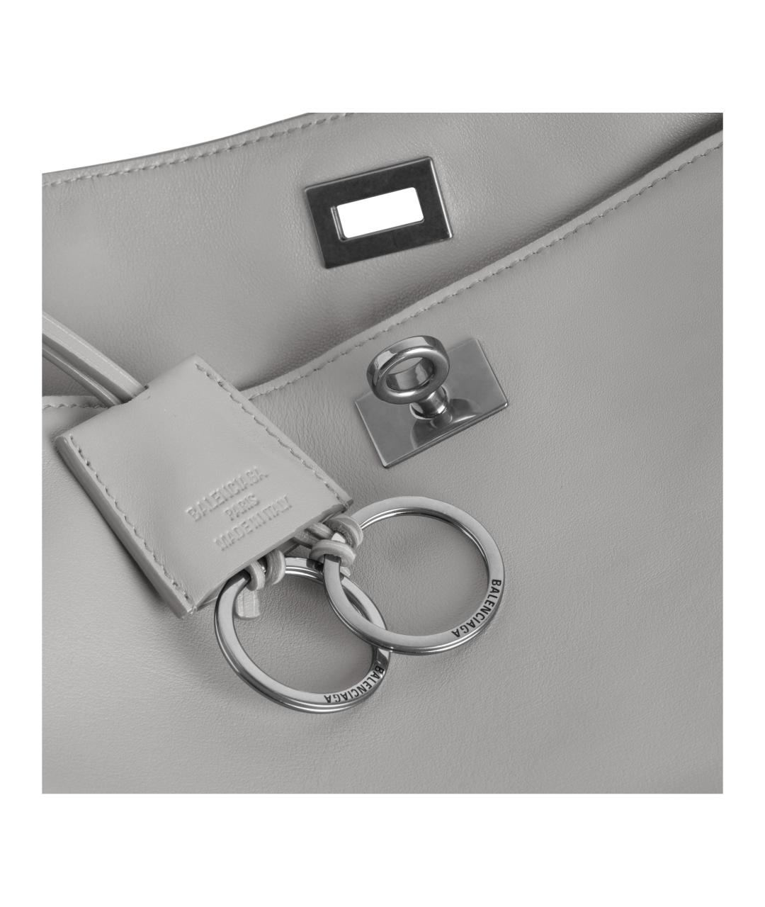 BALENCIAGA Серая кожаная сумка через плечо, фото 6