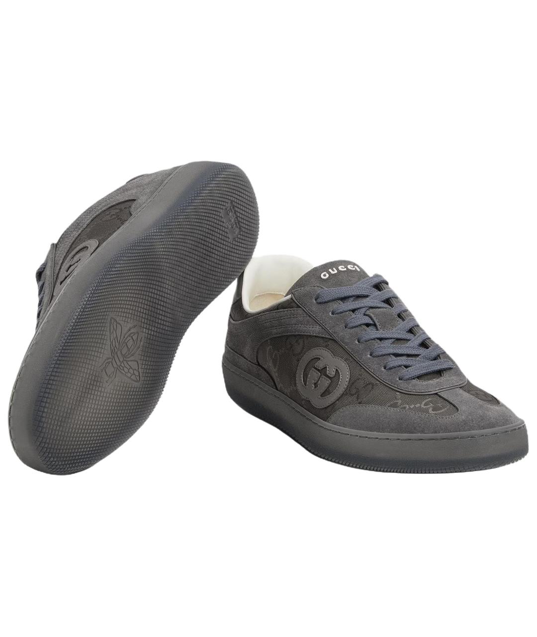GUCCI Серые замшевые низкие кроссовки / кеды, фото 6