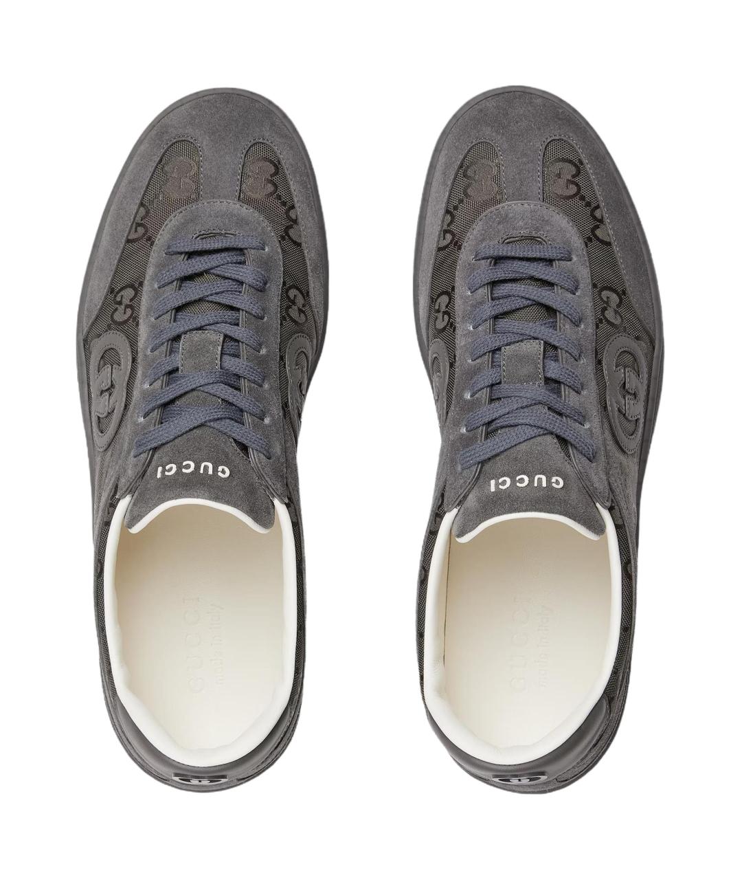 GUCCI Серые замшевые низкие кроссовки / кеды, фото 4
