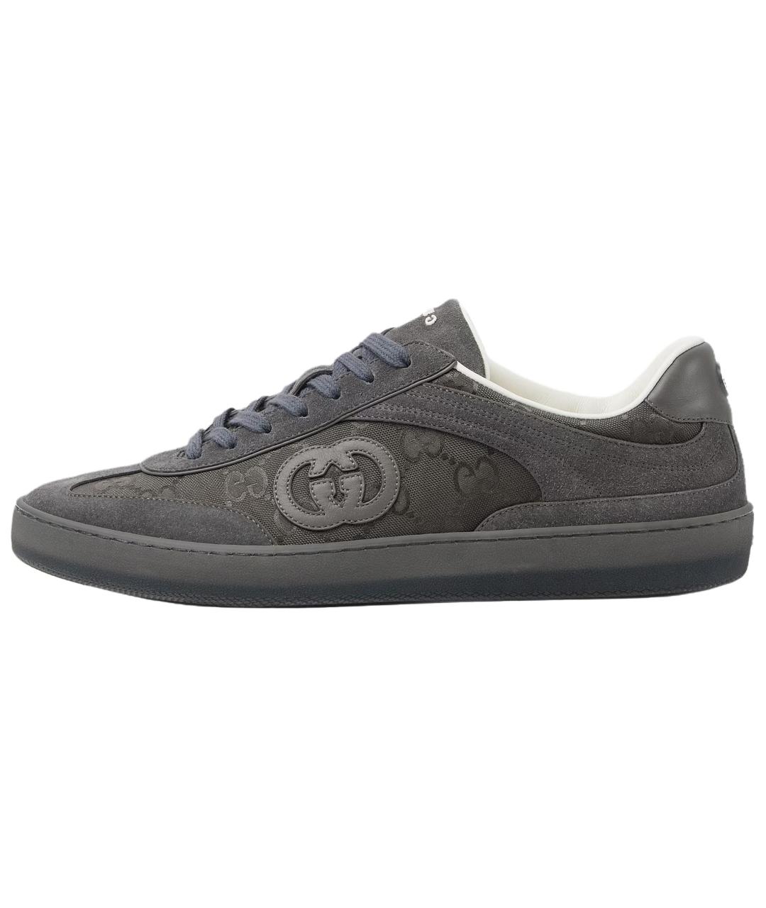 GUCCI Серые замшевые низкие кроссовки / кеды, фото 2