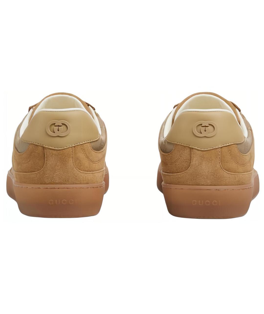 GUCCI Бежевые замшевые низкие кроссовки / кеды, фото 5