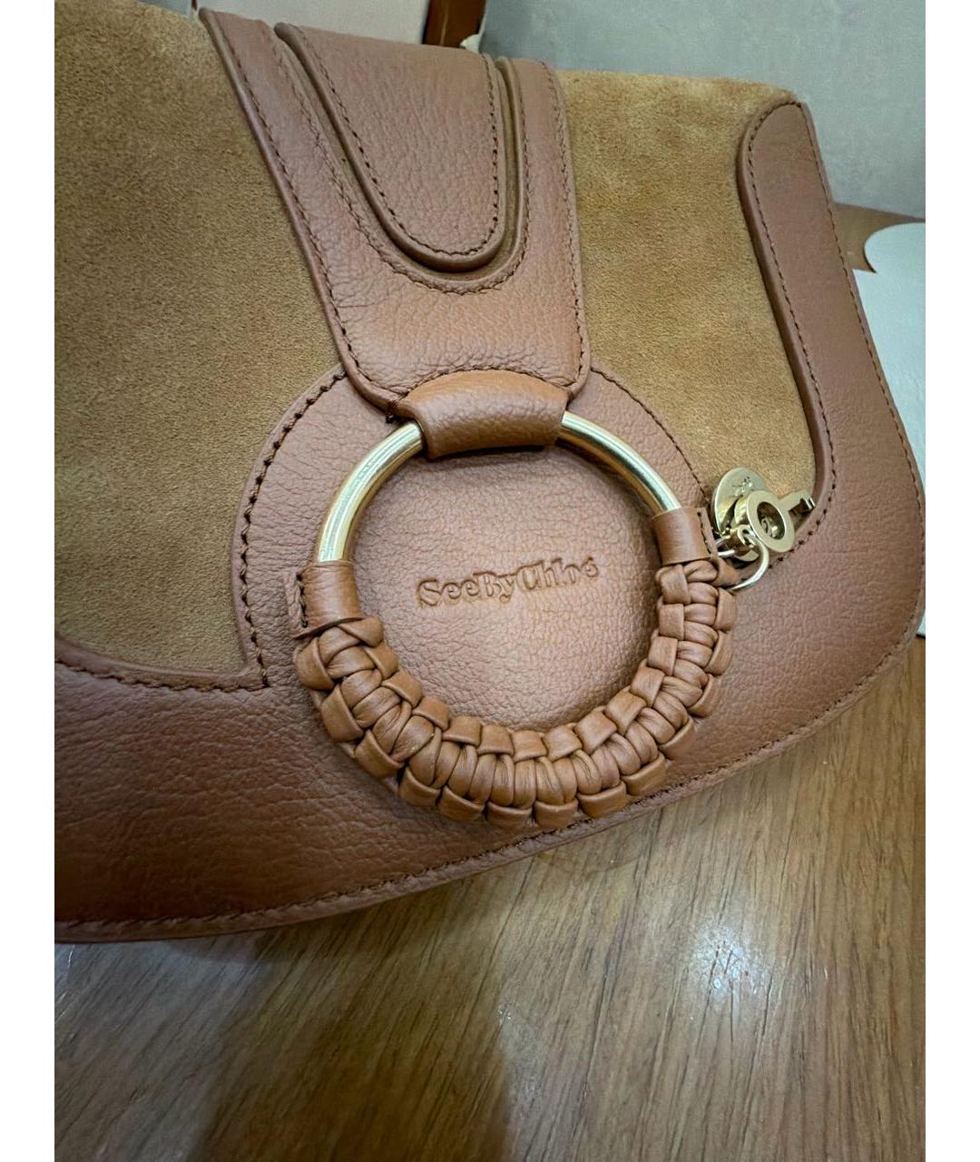 SEE BY CHLOE Горчичная замшевая сумка через плечо, фото 6