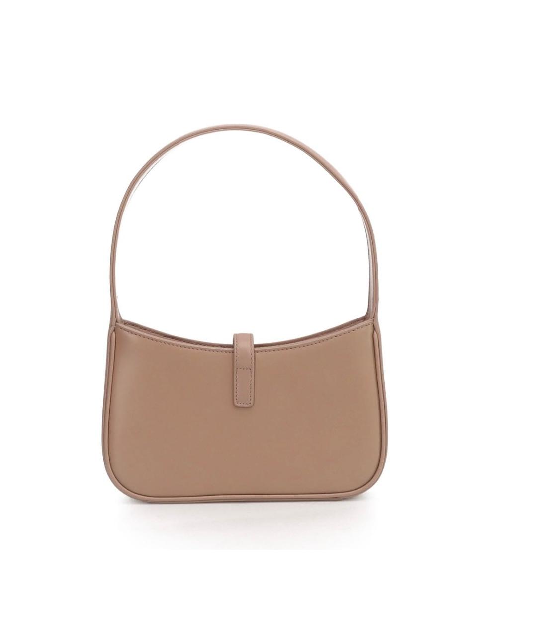 SAINT LAURENT Бежевая кожаная сумка с короткими ручками, фото 3