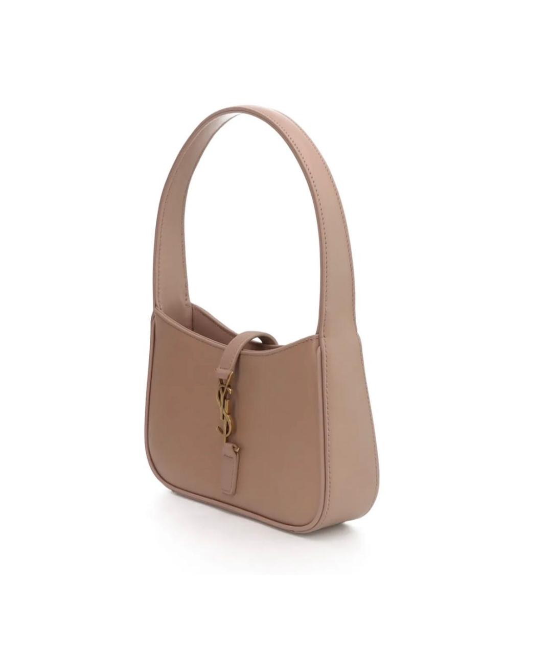 SAINT LAURENT Бежевая кожаная сумка с короткими ручками, фото 2