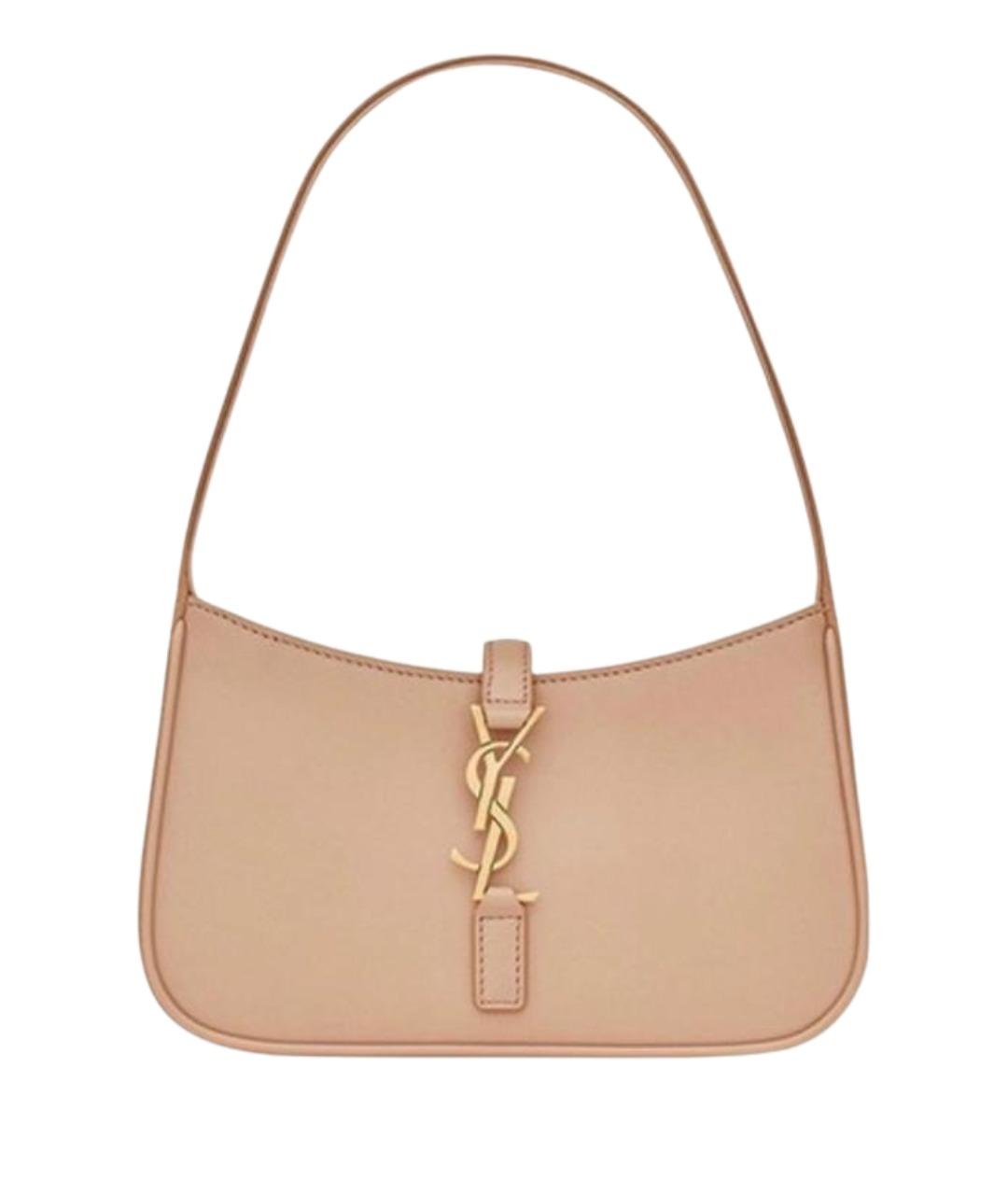 SAINT LAURENT Бежевая кожаная сумка с короткими ручками, фото 1