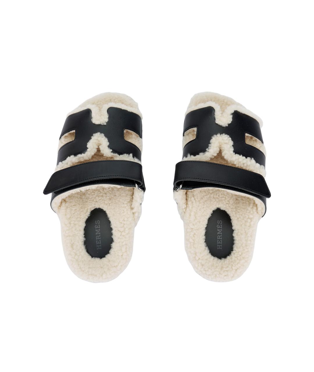 HERMES Черные кожаные сандалии, фото 3